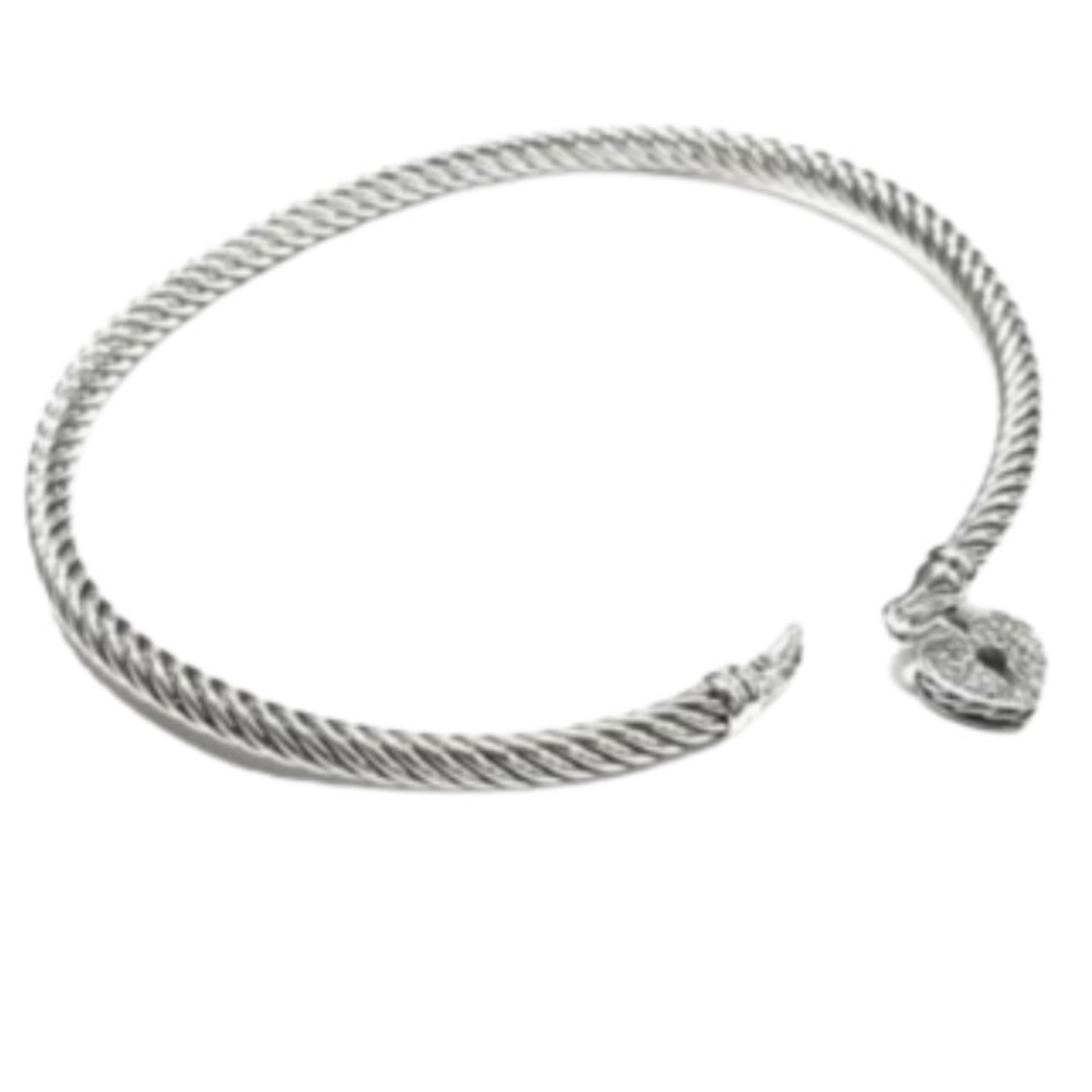 DAVID YURMAN 3MM HEART DIAMOND LOCK CABLE BRACELET